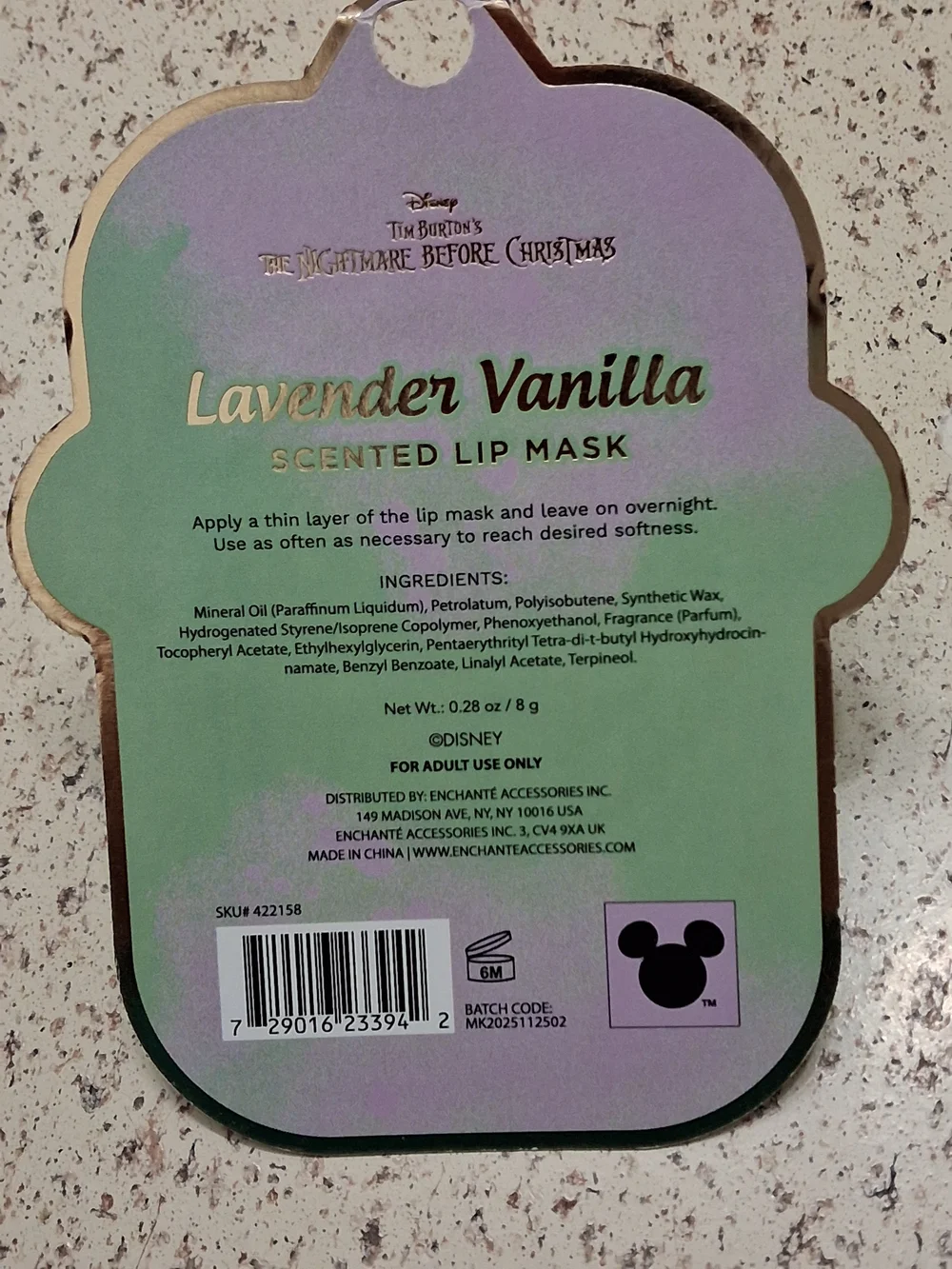 Disney Lavender Vanilla Sally Scented Lip Mask - Purple, Green, White, Black